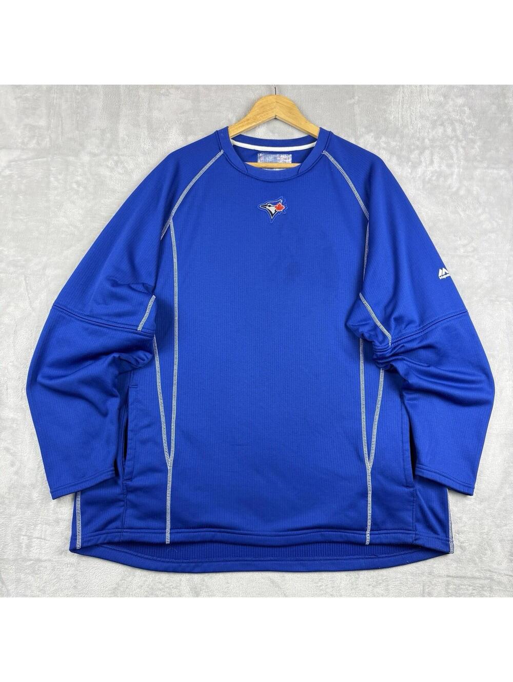 Majestic Toronto Blue Jays VTG Thermal Dugout Pockets Sweatshirt Mens XL Sporty